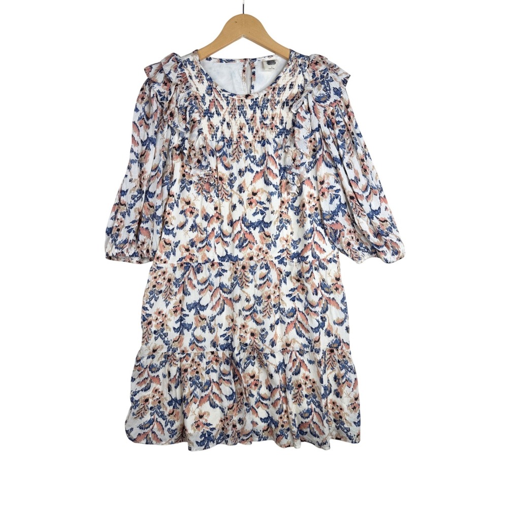 Good Hart Matilda Jane Perennial Florals Ruffle‎ Dresss size Small Cream/Blue